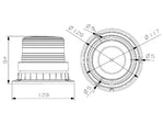 10-110V LED Beacon, ø 129.00 x 94.00mm, IP56, mini, amber, 3-bolt mounting base, 100mm spacing, 60xSMD-LED, -30°C ... +50°C