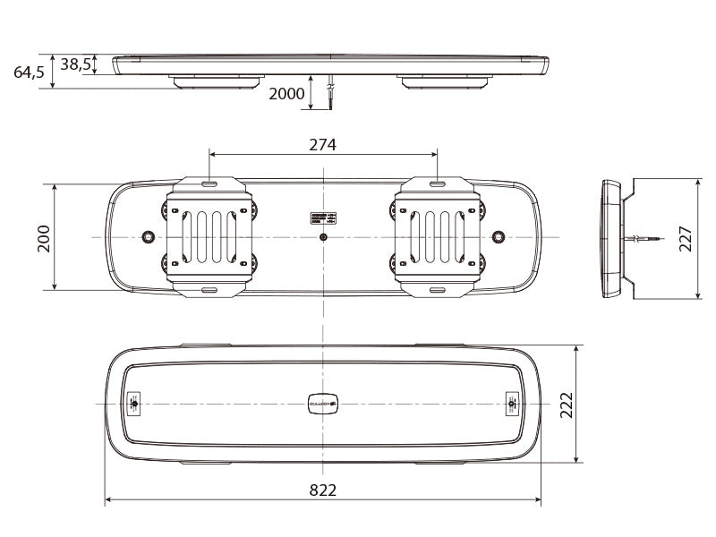 10-30V LED majakapaneel, IP67, ECE R65 klass 2, ECE R10, CISPR klass 3.