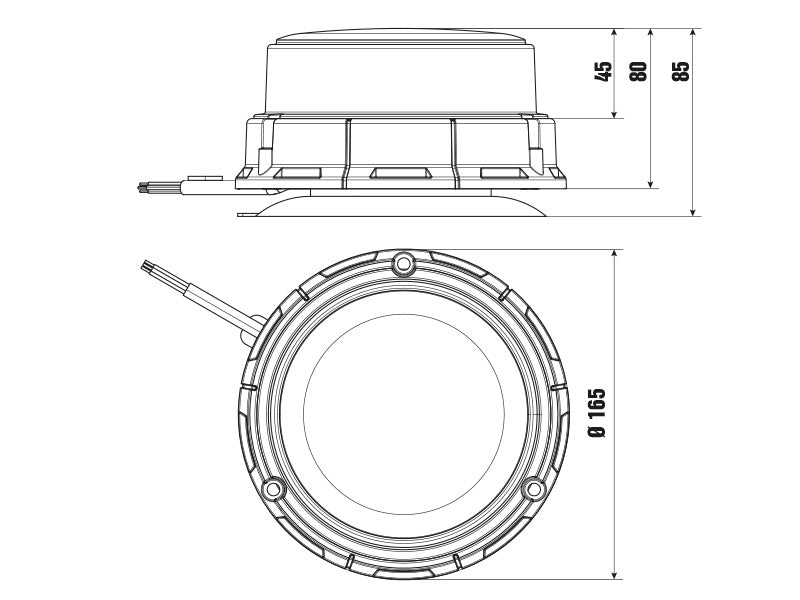 12-24V DARK PHANTOM LED bākuguns,  magnēta un skrūvju stiprinājums, ECE R65 TA2, ECE R10