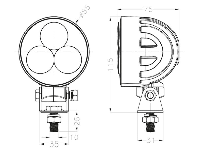 Led töövalgus 9-32V 45W 3200lm.