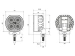 BULLPRO 9-32V 3600Lm LED töövalgusti, IP68, 2-pin DT, R23, R10, 70.00 x 70.00 x 41.00mm, jahe valge valgus 5000K