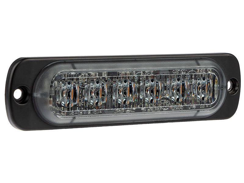 12-24V Optibeam Dark Phantom LM6, dzeltens, 6 led, tumša optika, 29 dažādi mirgošanas režīmi, skrūves 102mm. LM6 ir pilnībā izturīgs pret ūdeni, putekļiem un vibrācijām, IPX7, ECE R65 Class 2, ECE R10, 113.00 x 28.00 x 9.00mm