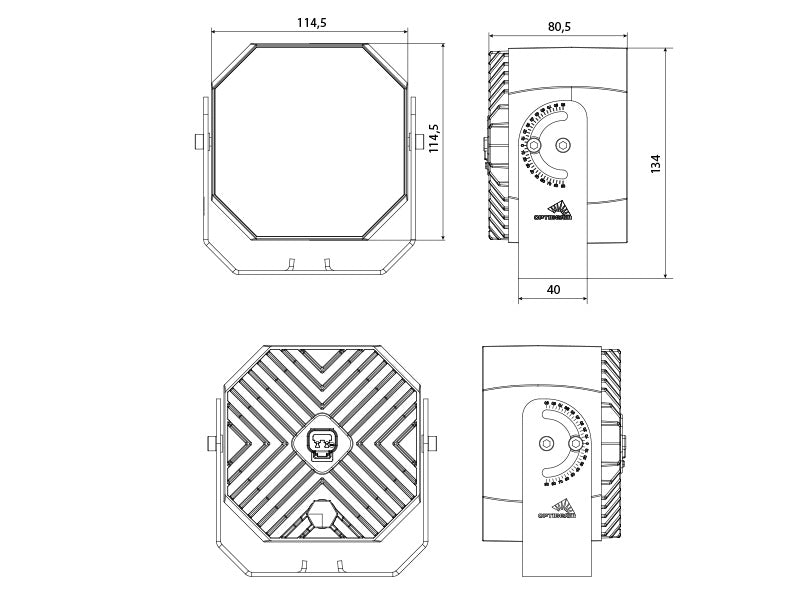 9-36V OPTIBEAM OCTAX 4.0 LED darba lukturis, IP68,  R10, CISPR 25 class 3, garantija 3 gadi, auksti balta gaisma 5500K