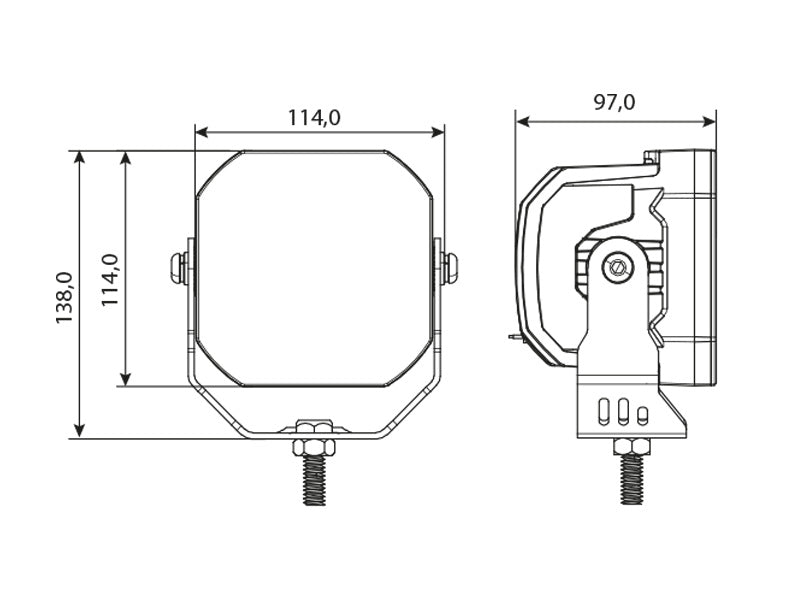 12-48V 7700 Lm BULPRO BULLY 6000 LED-arbetslampa, fyrkantig, IP67/IP69, 114,00 x 114,00 x 97,00mm, kallvitt ljus 5500K