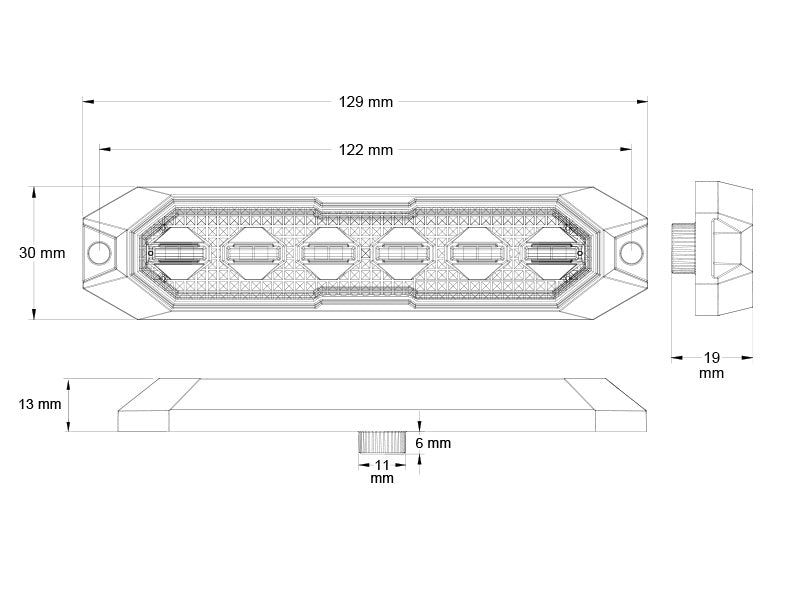 TRUCK VISION LED strobo gaismeklis 12/24V, IP6K9K, ADR, ECE R65 TA1 SF, ECE R10, SAE C1&C2, SAE J595 Cl. 1