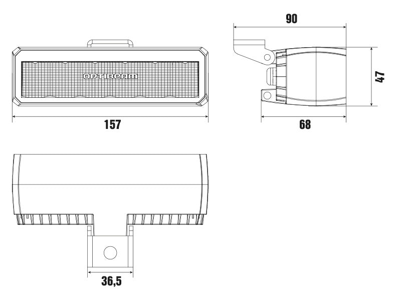 Аксессуарная лампа OPTIBEAM SlimX 9-36 В 2760 Лм, IP68, ECE R10, R65, CISPR Class 3, гарантия 32 года, холодный белый свет 5300K