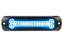 OPTIBEAM Dark Phantom SX6 zilais LED brīdinājuma modulis 12–24 V ar 24 LED, IP67/IP69K, alumīnija korpuss, plāns dizains, sinhronizācija līdz 20 ierīcēm