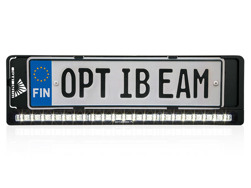 OPTIBEAM 12-24V 12 LED nummuru apgaismojums, IP68, R148, R10, auksti balta gaisma 5300K