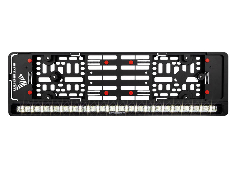 OPTIBEAM 12-24V 12 LED nummuru apgaismojums, IP68, R148, R10, auksti balta gaisma 5300K