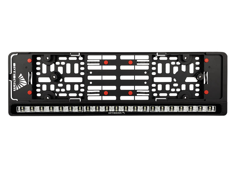 OPTIBEAM 12-24V 12 LED nummuru apgaismojums, IP68, R148, R10, auksti balta gaisma 5300K