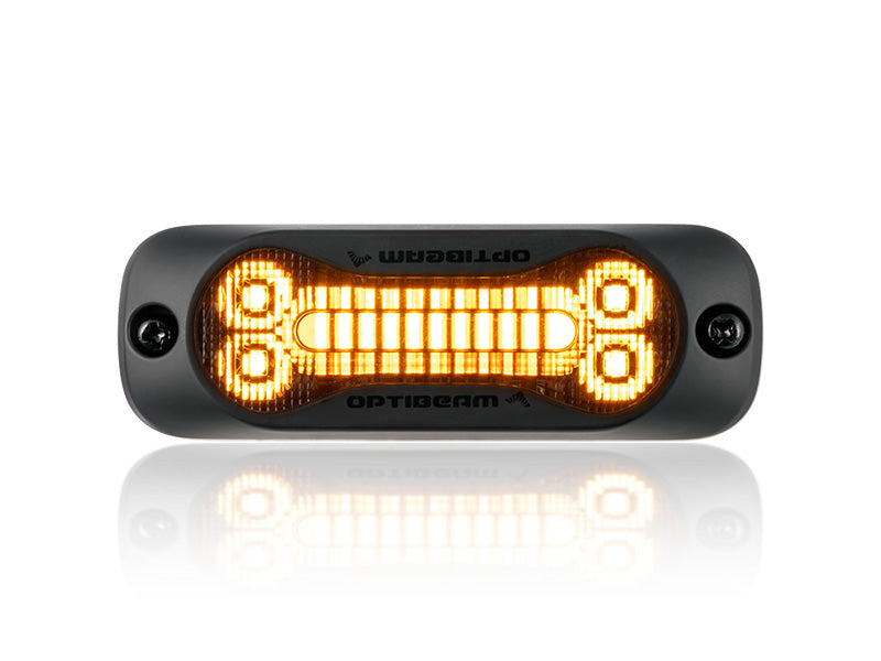 OPTIBEAM Dark Phantom SX3 LED brīdinājuma signāllukturis, dzeltens, tumša lēca, 12–24 V, ECE R65 Class 2, IP67/IP69K