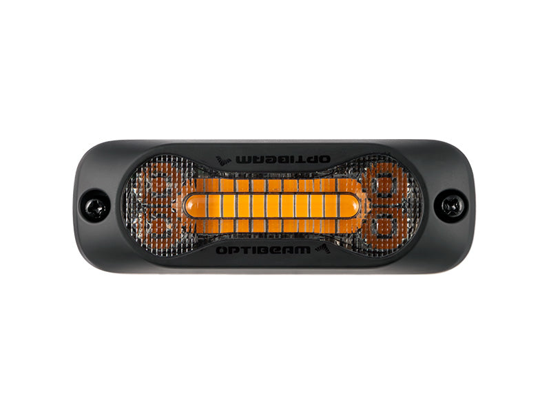 OPTIBEAM Dark Phantom SX3 LED brīdinājuma signāllukturis, dzeltens, tumša lēca, 12–24 V, ECE R65 Class 2, IP67/IP69K