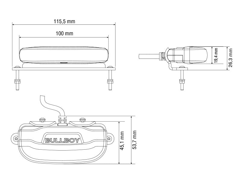 BULLBOY PROLINE MINI 12-30V 2800Lm 6 LED lisalamp, IP68/69, R148, R10 kõrge valge valgus 6000LK