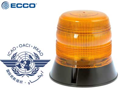10-30V LED Beacon, ø143x153mm, amber, fixing with 3 screws, recommended for<br/>airport use, latest LED technology, innovative low profile design, ECE R10, ICAO, -20°C ... +50°C, power consumption 0,36-0,72A