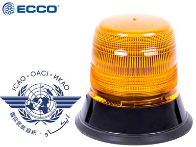 ECCO 10-30V LED Beacon, ø200x156mm, amber, magnetic base, recommended for airport use etc., latest LED technology, innovative low profile design, ECE R10, ICAO, -20°C ... +50°C, power consumption 0,36-0,72A