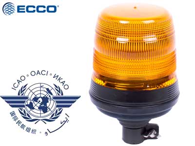 ECCO 10-30V LED Bākuguns, ø134x214mm, dzintara krāsa, elastīgs DIN stiprinājums, ieteicams lietošanai lidostā, jaunākā LED tehnoloģija, inovatīvs zema profila dizains, ECE R10, ICAO, -20°C … +50°C, strāvas patēriņš 0,36-0,72A