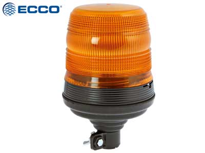ECCO 10-30V LED Beacon, 214x134mm, amber, flexible pin mount (DIN), latest LED technology, innovative low profile design, incl. permanently on function, ECE R65, power consumption 0,36-0,72A