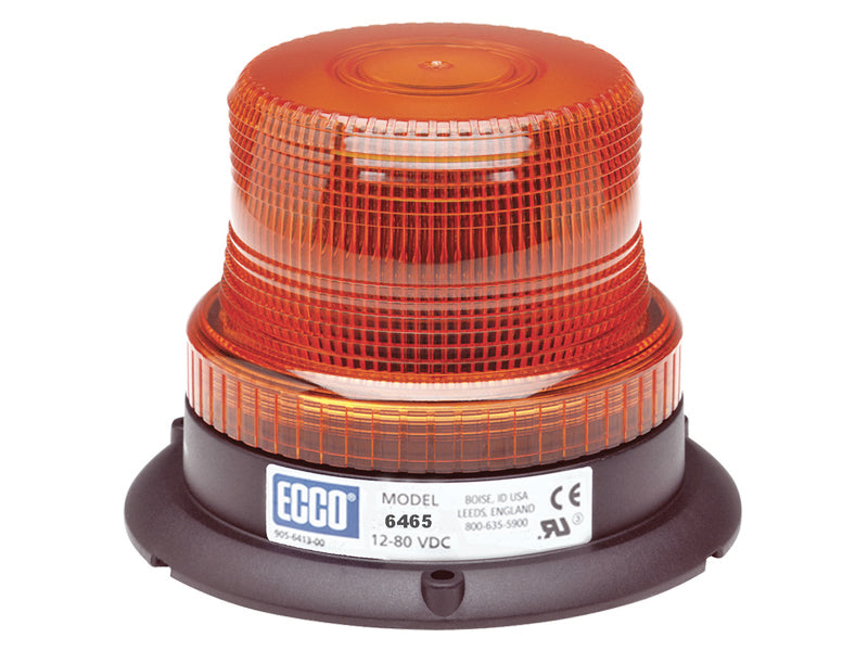 ECCO 12-80V LED Bākuguns, ø130x100mm, stip.ar 3 skrūvēm, Pulse8 modelis (8 zibspuldzes vienā ciklā) brīdinājuma signāls, kas piemērots rūpnieciskām vajadzībām, pastiprināta neilona pamatne un polikarbonāta objektīvs. ECE R10, strāvas patēriņš 1,9A
