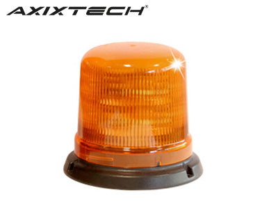 AXIXTECH 12-24V LED Beacon, ø142mm, amber, mountable on flat surface with 3 screws, efficient 10-LED element, even burning, 11 flashing programmes. ECE-R65/-R10, height 128mm