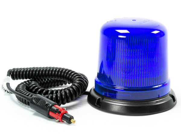 Светодиодный маяк AXIXTECH 12-24V, ø142 мм, синий, магнитное крепление, эффективный 10-светодиодный элемент, 11 программ мигания. IPX5, ECE-R65/-R10, высота 128 мм