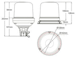 AXIXTECH 12-24V LED-majakas, ø142mm, sinine, magnetkinnitus, tõhus 10-LED element, 11 vilkumisprogrammi. IPX5, ECE-R65/-R10, kõrgus 128mm.