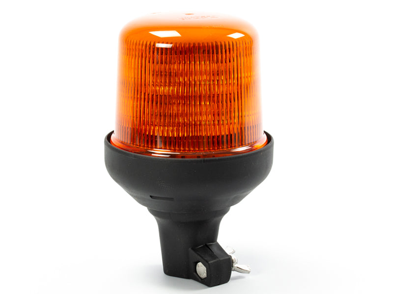 AXIXTECH LED bākuguns Ø142×202 mm, oranža, elastīgs DIN tapas stiprinājums, 10 LED, 11 režīmi, 12–24 V, ECE R65/R10