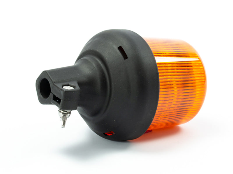 AXIXTECH 12-24V LED Beacon, gul, flexibel stiftmontering (DIN), effektivt 10-LED element, 11 blinkande program. ECE-R65/-R10, höjd 202 mm