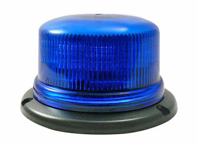 AXIXTECH 12-24V LED Beacon, ø142x80mm, blue, 3-bolt mounting, 8 LED elements, 11 different flashing options, low profile design. ECE R65/ R10, TA1, height 80mm 