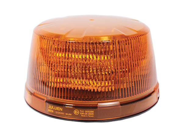 12-24V LED Beacon, ø182x107.5mm, amber, ECE R65 (TA1, TB2), ECE R10, SAE J845 Class 1, CA13, -20°C ... +65°C