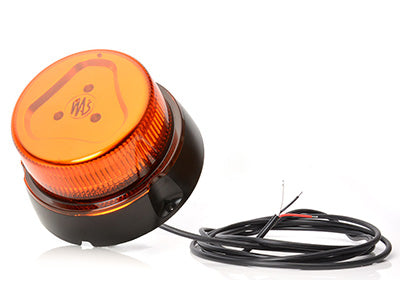 12-24V LED Beacon, 162x99mm, amber housing, one flash, 3 screw fixing, round cable 3 m. ECE R65/ R10, TB1