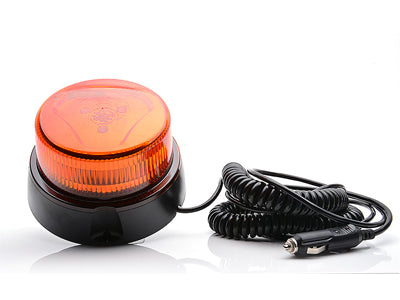 WAS 12-24V LED-blinkers, gul, enkel blixt, magnetfäste, spiralkabel 7m med tändstiftsplugg. ECE R65/ R10, TB1