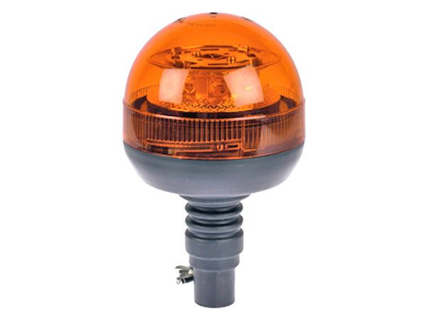 12-24V LED Beacon, 128x210mm, amber, flexible pin mount, 8 LED elements, 3 different flashing options, low profile design, IP56. ECE R65/ R10, TA1