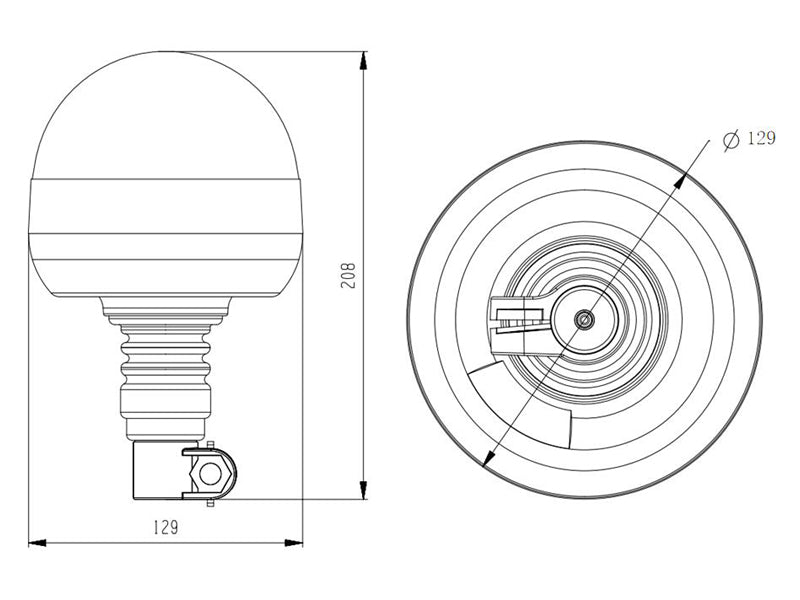 12-24V LED-signallampa, 128x210mm, gul, flexibelt stiftfäste, 8 LED-element, 3 olika blinkalternativ, lågprofildesign, IP56. ECE R65/ R10, TA1