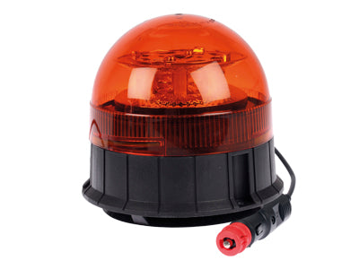 12-24V LED Flasher, ø 142.00 x 135.00mm, amber, magnetic mount, 8 LED elements, 3 different flashing options, cigarette lighter plug, low profile design, IP56. ECE R65/ R10, TA1 