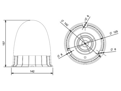 LED bākuguns 142×162 mm, oranža, 3 skrūvju stiprinājums, 8 LED, 3 režīmi, 12–24 V, ECE R65/R10