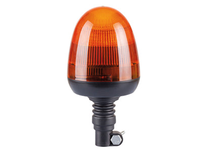 12-24V LED Bākuguns, ø 129.00 x 245.00mm, dzintara krāsa, elastīgs tapas stiprinājums, 8 LED elements, 3 dažādas mirgošanas iespējas, IP56. ECE R65/ R10, TA1,