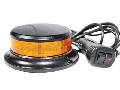 12-24V LED Flash, ø112x48mm, amber, magnet, 42W, 10 flashes, cable 2,5 m, cigarette lighter plug with. ECE R65/R10, IP67, -40°C ... +65°C