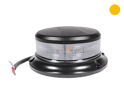 12-24V LED Flashlight, amber LEDs, clear lens, 3 screw (3x89.5mm), 27W, 10 flash patterns, cable 0.5m. ECE R65/R10, IP67, -40°C ... +65°C