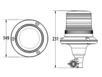 12-24V LED Bākugns, dzintara krāsa, stiprinājuma spraudnis ar elastīgu pamatni, 9 jaudīgas gaismas diodes, 360° zibspuldzes shēma: 125 kadri minūtē dubultā zibspuldze maksimālai redzamībai, bez apkopes un ilgmūžīga cietvielu LED tehnoloģija, uzlabota EMC