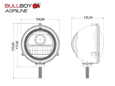 10-30V LED tālās gaismas BULLBOY AGRILINE, 15W, 1000Lm, 5700K, IP69K