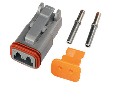 Набор разъемов Deutsch, 2-контактный, гнездовые разъемы (0,5-1,5 мм²), серия DT. для рабочих и вспомогательных ламп