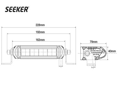 SEEKER ULTIMA 10 LED work lamp 12W(1400Lm) 1400lm/900lm 9-36V cool white light 5000K, 163/40/79 mm