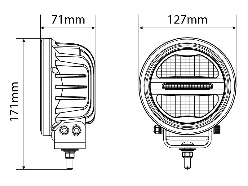 9-36V  2000Lm OPTIBEAM Savage 5 LED papildlukturis,  IP68, R112, R10, R7,  3-pin DT, gaismas diodes: 2gab balts pozīcijas gaisma, komplektā ar hroma rāmi, 1lux @308m, 1.8A @13.7V, garantija 3 gadi