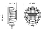 9-36V  2000Lm OPTIBEAM Savage 5 LED papildlukturis,  IP68, R112, R10, R7,  3-pin DT, gaismas diodes: 2gab balts pozīcijas gaisma, komplektā ar hroma rāmi, 1lux @308m, 1.8A @13.7V, garantija 3 gadi