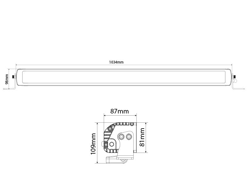 9-36V 15000Lm OPTIBEAM Savage 40 LED paildlukturi, IP68, lineārs, 1034.00 x 81.00 x 87.00mm, vads 2.20m,  R112, R10, garantija 3 gadi, auksti balta gaisma 5700K