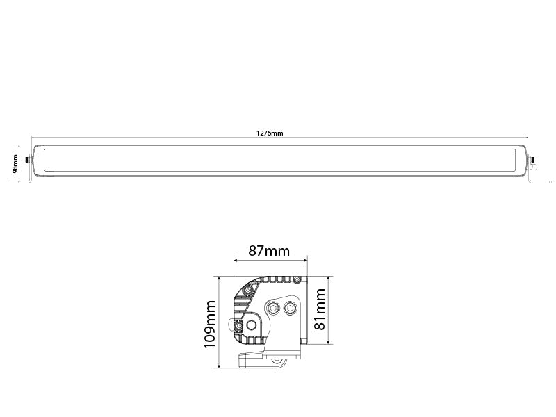 9-36V 185000Lm  OPTIBEAM Savage 50 LED paildlukturi, IP68, lineārs, 1276.00 x 81.00 x 87.00mm, vads 2.20m,  R112, R10, garantija 3 gadi, auksti balta gaisma 5700K