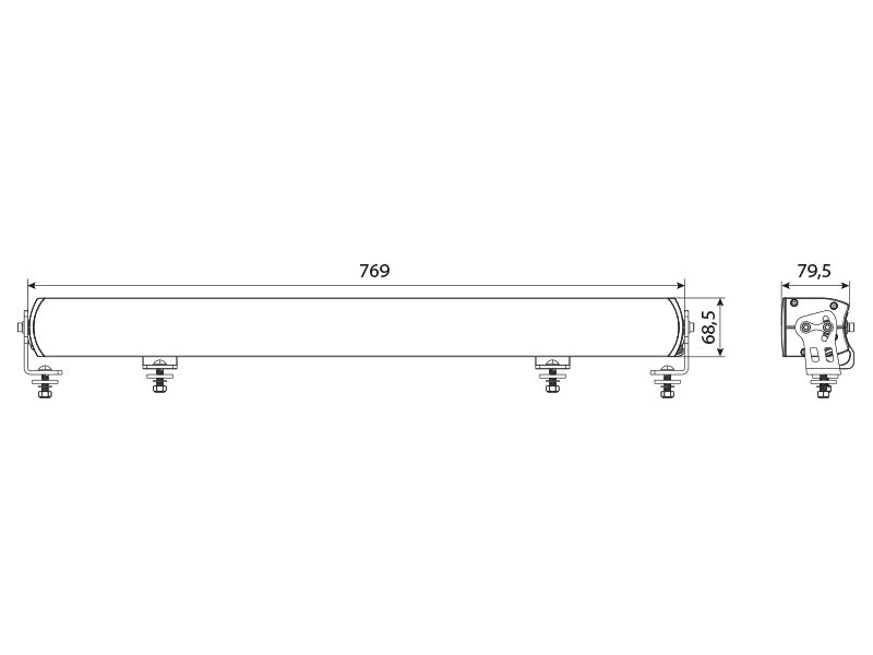 OPTIBEAM 9-36V 36000Lm 36 LED garais papildlukturis, vads 2.20m, 769.00 x 68.50 x 79.50mm, garantija 3 gadi, auksti balta gaisma 5000K