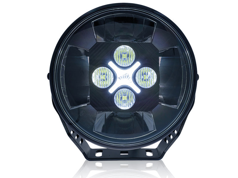 OPTIBEAM SE7EN 9-36V 10400Lm 5500K 8 LED tālās gaismas, apaļš, melns, IP68, R148/149, R10, garantija 3 gadi