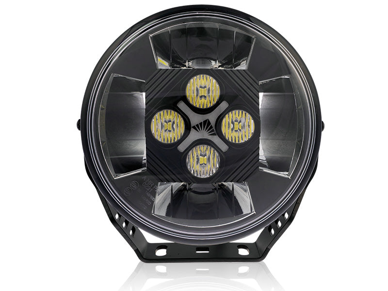 OPTIBEAM SE7EN 9-36V 10400Lm 5500K 8 LED tālās gaismas, apaļš, melns, IP68, R148/149, R10, garantija 3 gadi