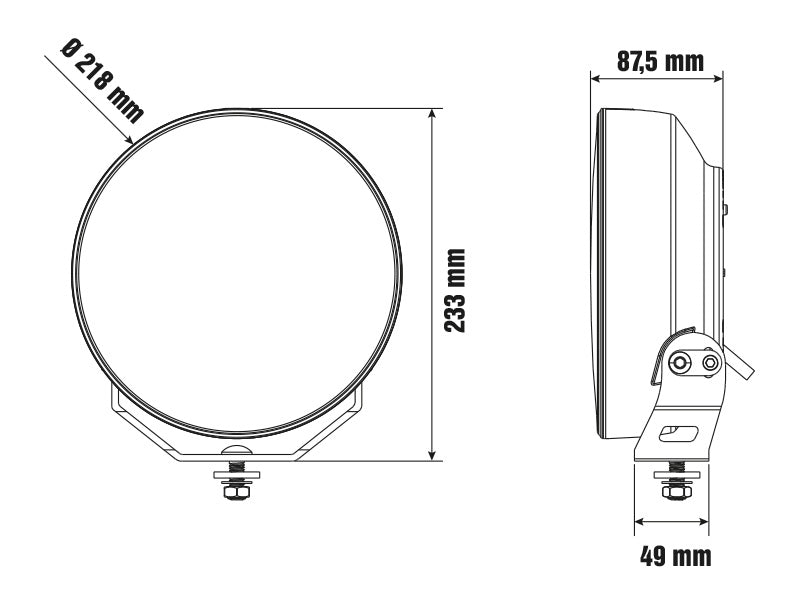 9-36V 11320Lm OPTIBEAM Elites 9 LED tālās gaismas lukturi, IP68, IP69K, R148, R149, R10,  2-pin DTP,  vads 2.20m, garantija 3 gadiauksti balta gaisma 5000K